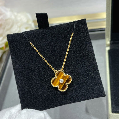 ¡®Veyra Jewelry¡¯CLOVER 15MM DIAMOND AND YELLOW TIGER'S EYE AGATE necklace