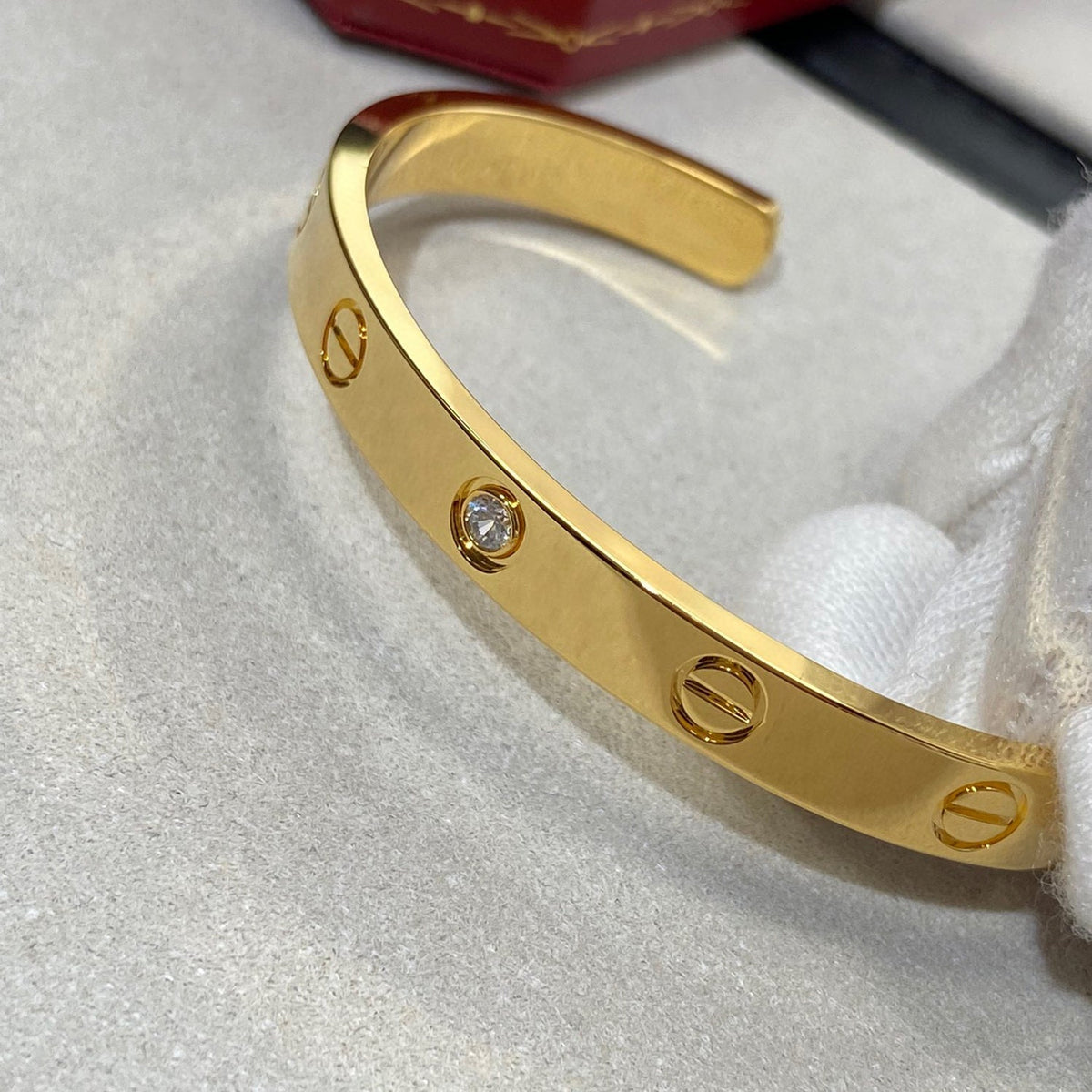 ¡®Veyra Jewelry¡¯LOVE BRACELET 6.1MM 1 DIAMOND OPEN CUFF