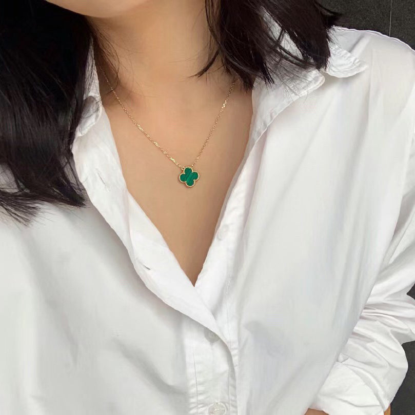 ¡®Veyra Jewelry¡¯CLOVER 15MM MALACHITE SINGLE FLOWER  NECKLACE