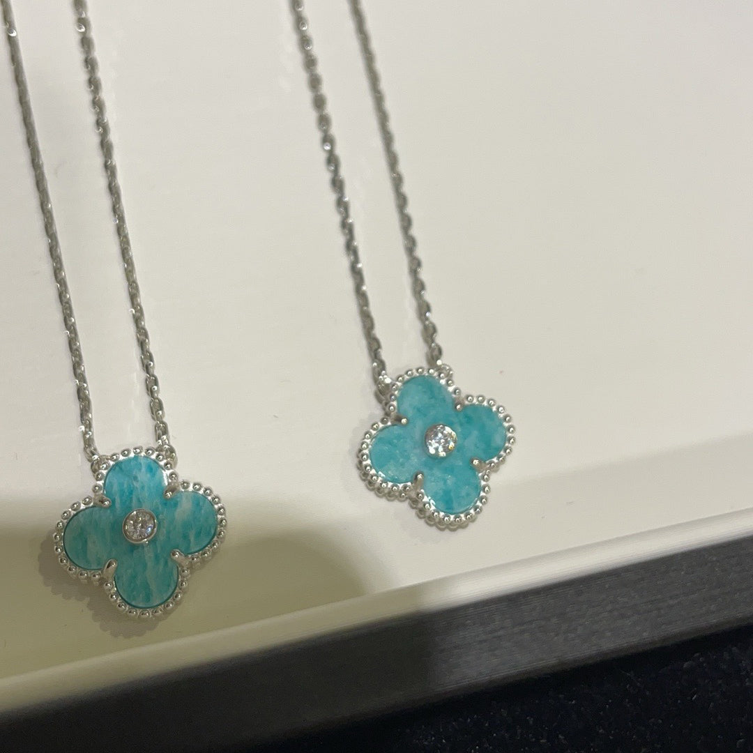 ¡®Veyra Jewelry¡¯CLOVER 15MM DIAMOND SVRES PORCELAIN  NECKLACE SILVER