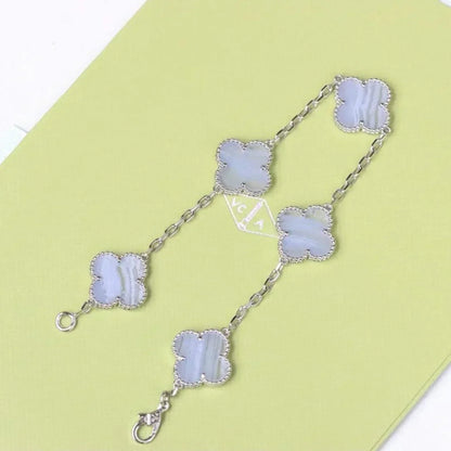 [Veyra Jewelry]New  CLOVER 5 MOTIF PURPLE CHALCEDONY BRACELET COLLECTION