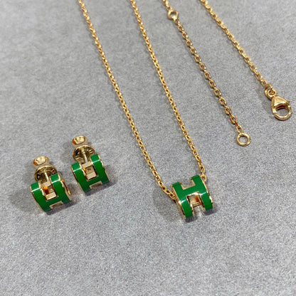 ¡®Veyra Jewelry¡¯POP H GREEN NECKLACE SILVER AND GOLD