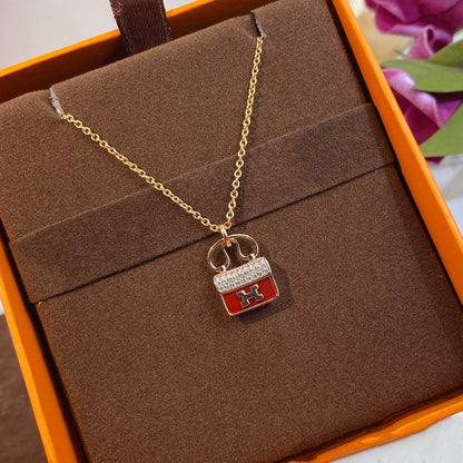 ¡®Veyra Jewelry¡¯CONSTANCE RED PEDANT PINK GOLD NECKLACE