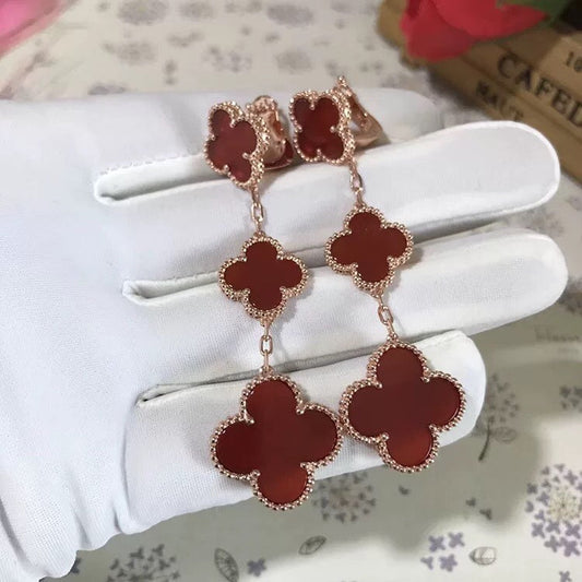 ¡®Veyra Jewelry¡¯CLOVER 3 MOTIF CARNELIAN DROP EARRINGS