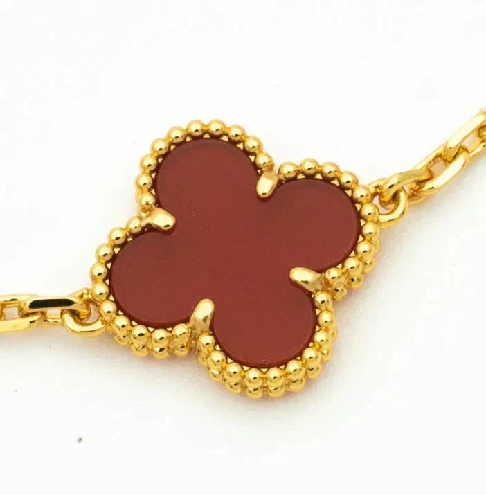 [Veyra Jewelry]New  CLOVER 5 MOTIF RED CORNELIAN BRACELET COLLECTION