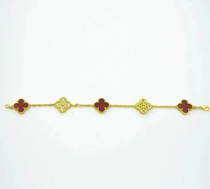 [Veyra Jewelry]New  CLOVER 5 MOTIF RED CORNELIAN BRACELET COLLECTION