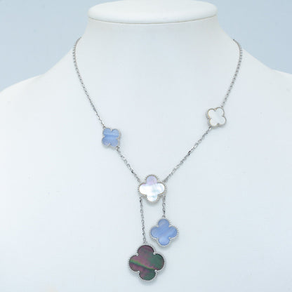¡®Veyra Jewelry¡¯CLOVER MOP CHALCEDONY NECKLACE SILVER 6 MOTIF