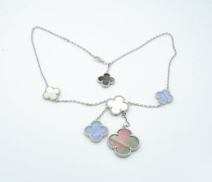 ¡®Veyra Jewelry¡¯CLOVER MOP CHALCEDONY NECKLACE SILVER 6 MOTIF