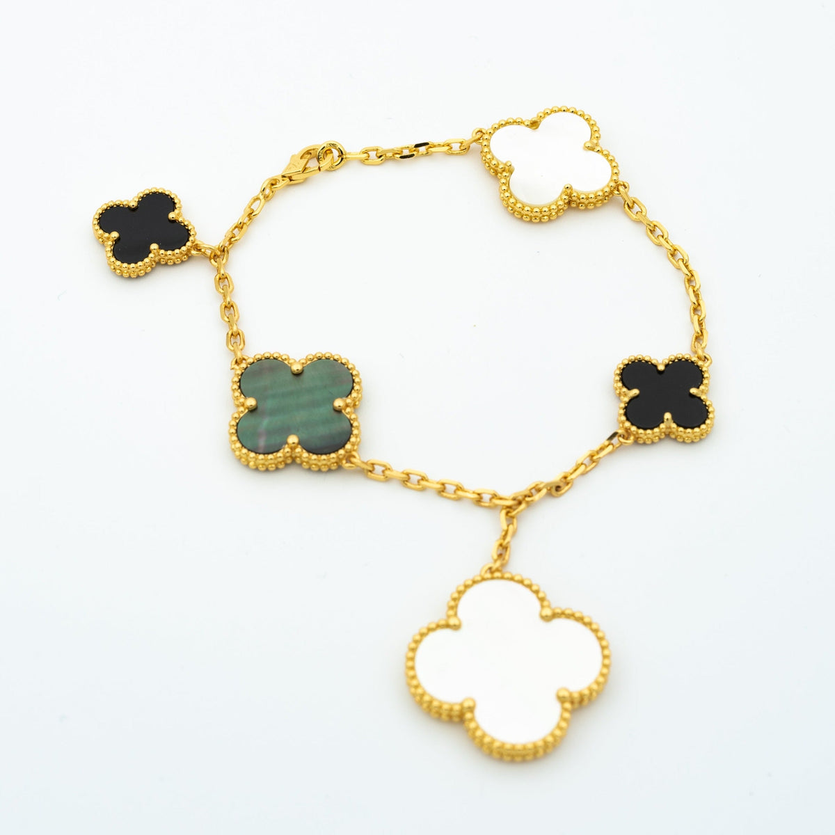 ¡®Veyra Jewelry¡¯CLOVER BRACELET 5 MOTIFS ONYX MOP