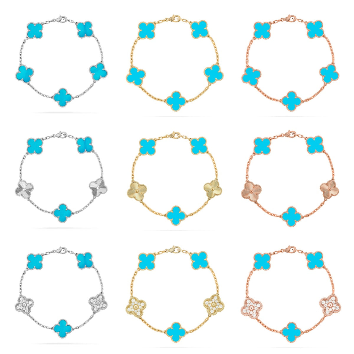 [Veyra Jewelry]New  CLOVER 5 MOTIF TURQUOISE BRACELET COLLECTION