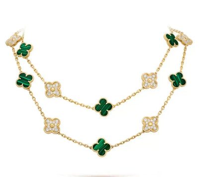 ¡®Veyra Jewelry¡¯CLOVER 20 MOTIFS MALACHITE DIAMOND NECKLACE