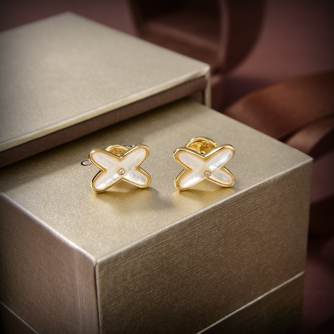 ¡®Veyra Jewelry¡¯JEUX DE WHITE MOP GOLD DIAMOND EARRINGS