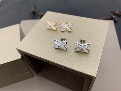 ¡®Veyra Jewelry¡¯JEUX DE WHITE MOP SILVER DIAMOND EARRINGS