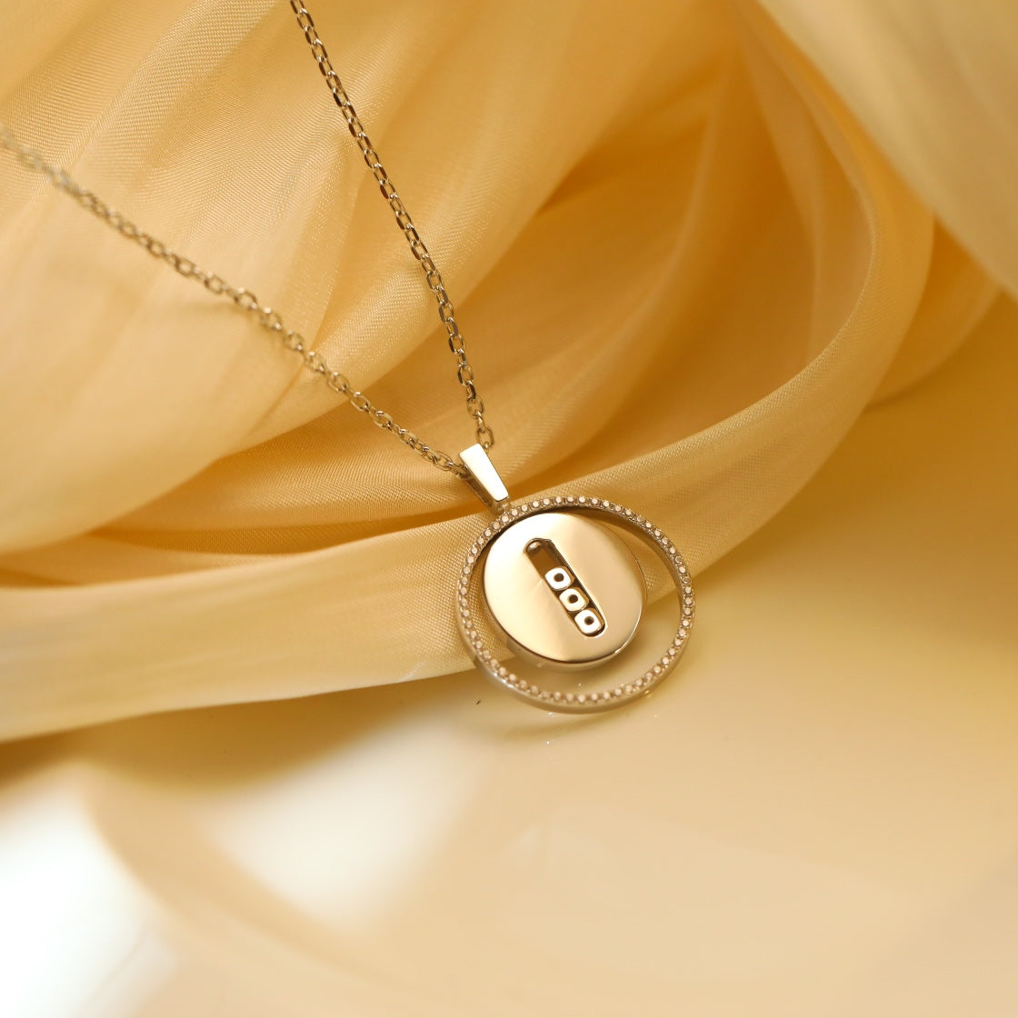 [Veyra Jewelry]LUCKY MOVE MM SILVER DIAMOND NECKLACE