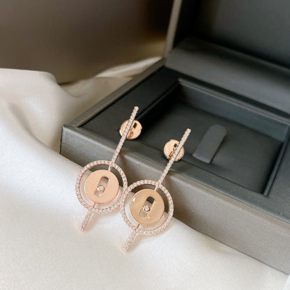 [Veyra Jewelry]LUCKY MOVE ARROW PINK GOLD DIAMOND EARRINGS