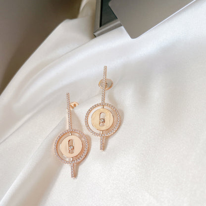 [Veyra Jewelry]LUCKY MOVE ARROW PINK GOLD DIAMOND EARRINGS