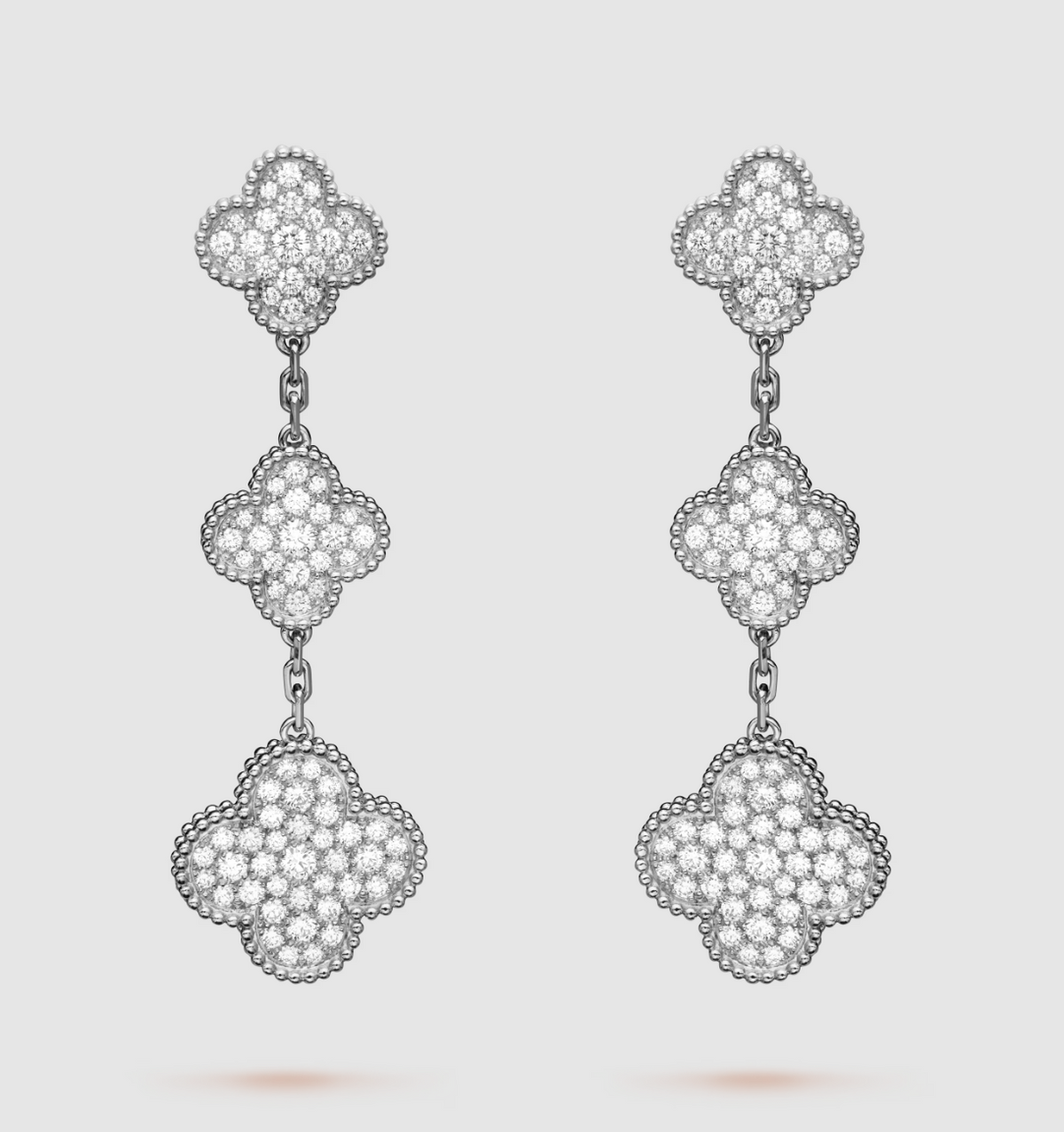 ¡®Veyra Jewelry¡¯CLOVER 3 MOTIF DIAMOND SILVER DROP EARRINGS