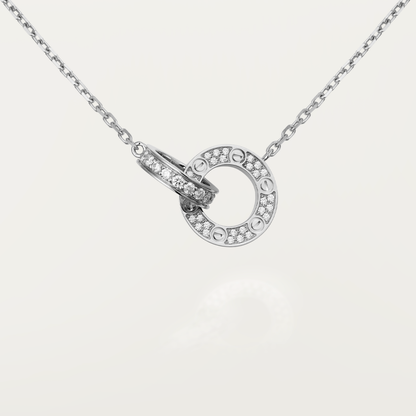 ¡®Veyra Jewelry¡¯LOVE 7.6MM NECKLACE ROSE GOLD AND SILVER  FULL DIAMOND