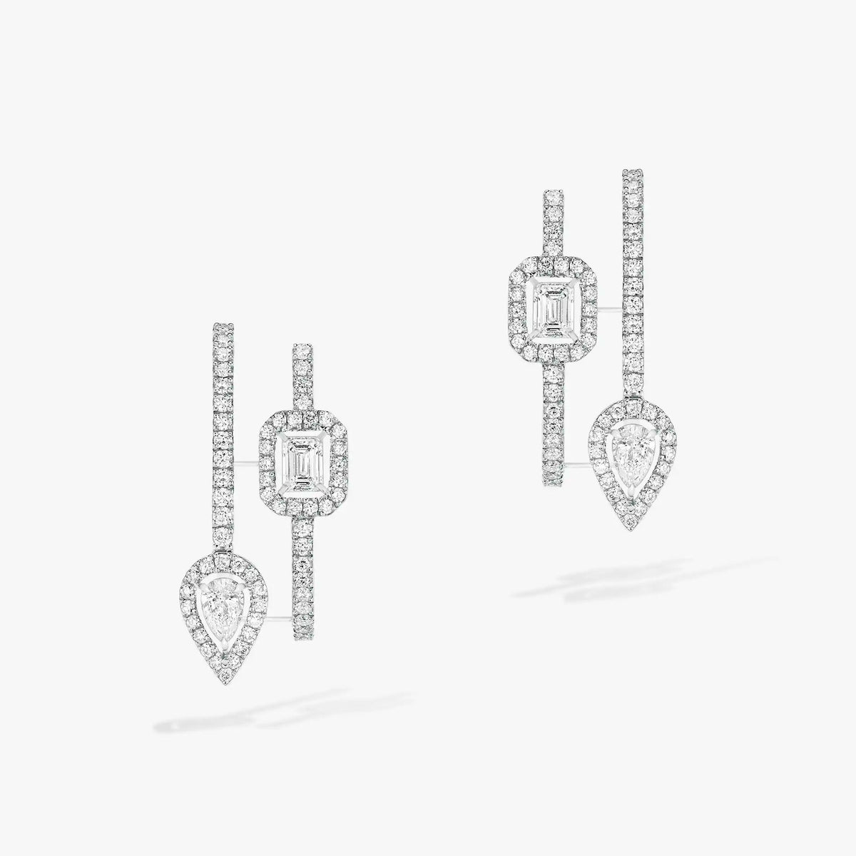 [Veyra Jewelry]CREOLES MY TWIN 2 RANGS SILVER DIAMOND EARRINGS
