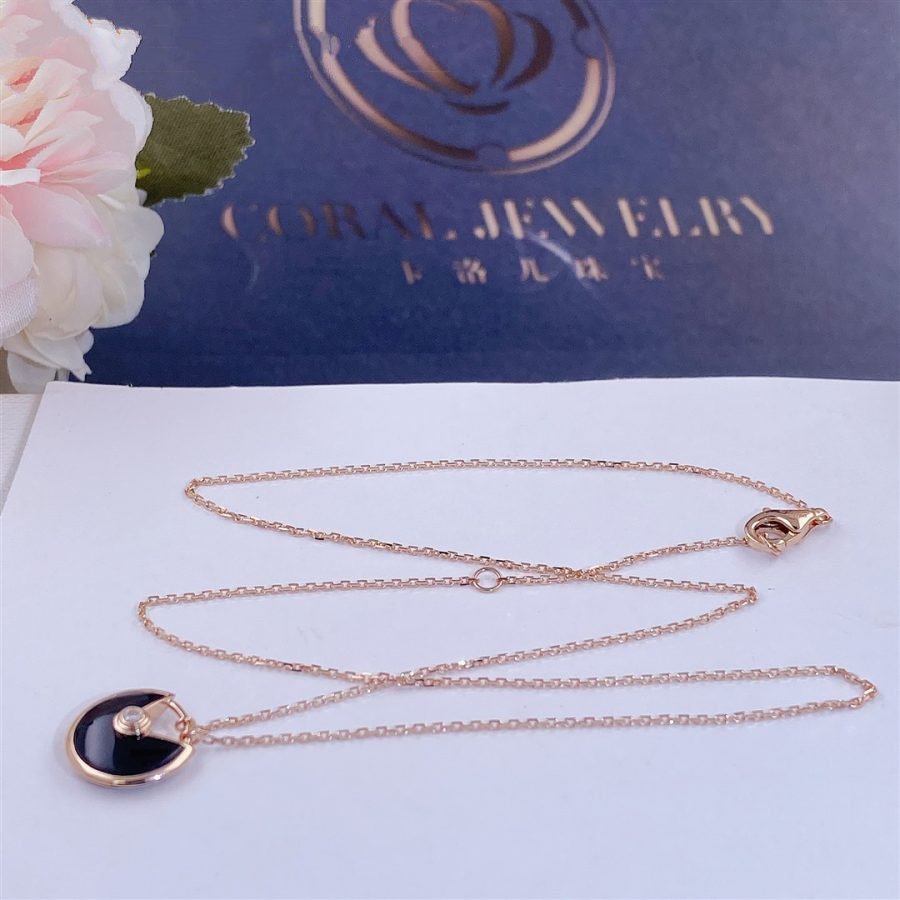¡®Veyra Jewelry¡¯AMULETTE ROSE GOLD ONYX NECKLACE