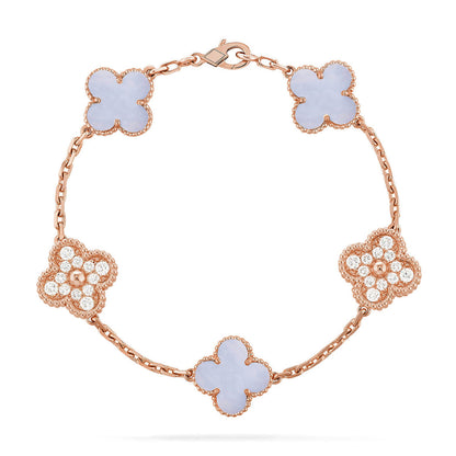 [Veyra Jewelry]New  CLOVER 5 MOTIF PURPLE CHALCEDONY BRACELET COLLECTION