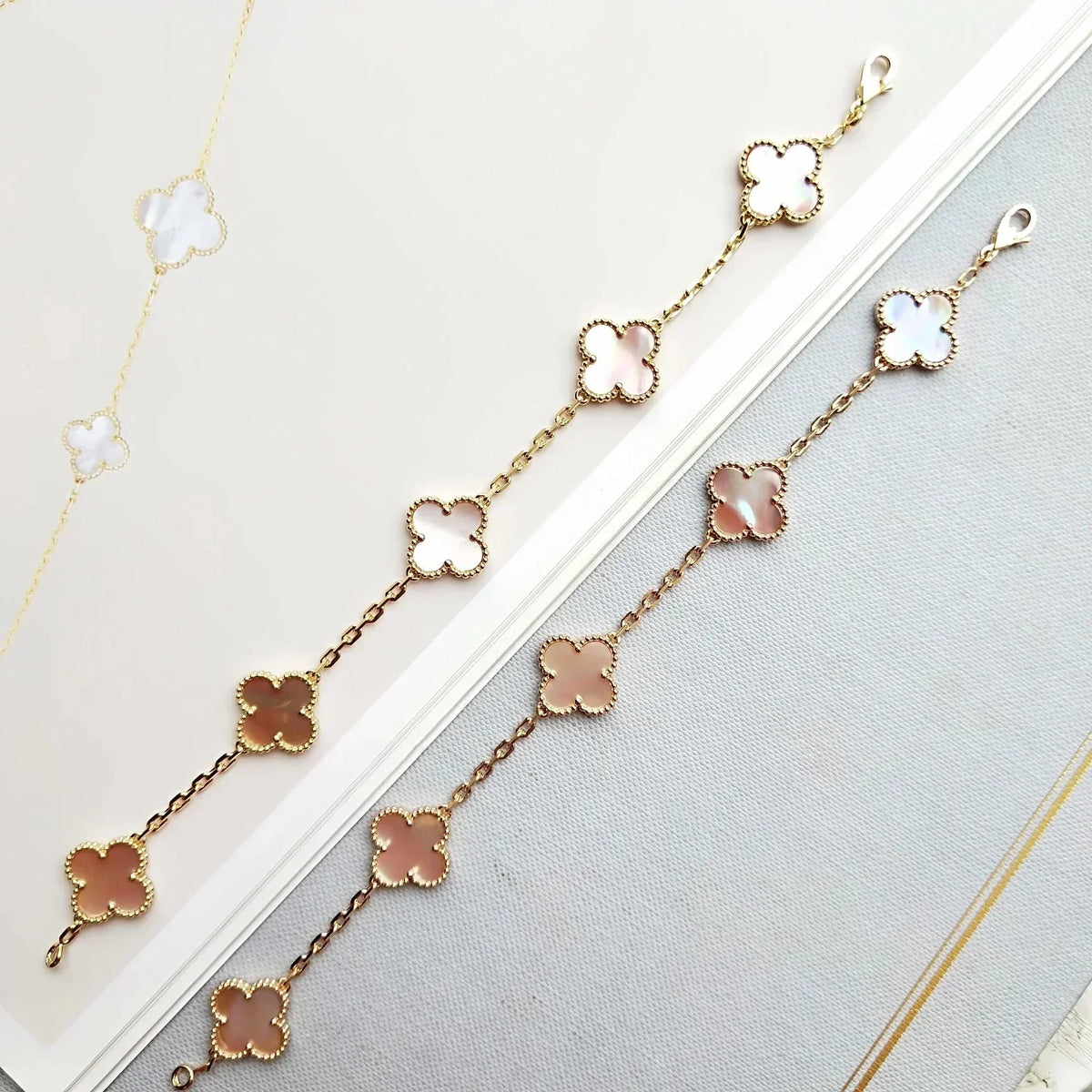 [Veyra Jewelry]New  CLOVER 5 MOTIFS  PINK MOP BRACELET COLLECTION