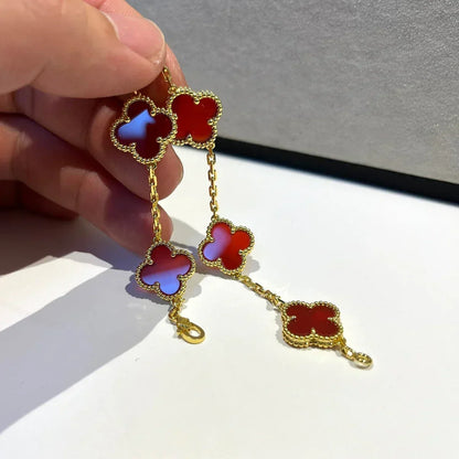 [Veyra Jewelry]New  CLOVER 5 MOTIF RED CORNELIAN BRACELET COLLECTION
