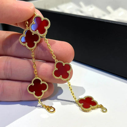 [Veyra Jewelry]New  CLOVER 5 MOTIF RED CORNELIAN BRACELET COLLECTION