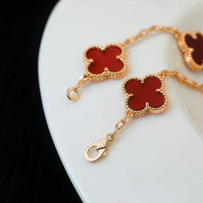[Veyra Jewelry]New  CLOVER 5 MOTIF RED CORNELIAN BRACELET COLLECTION