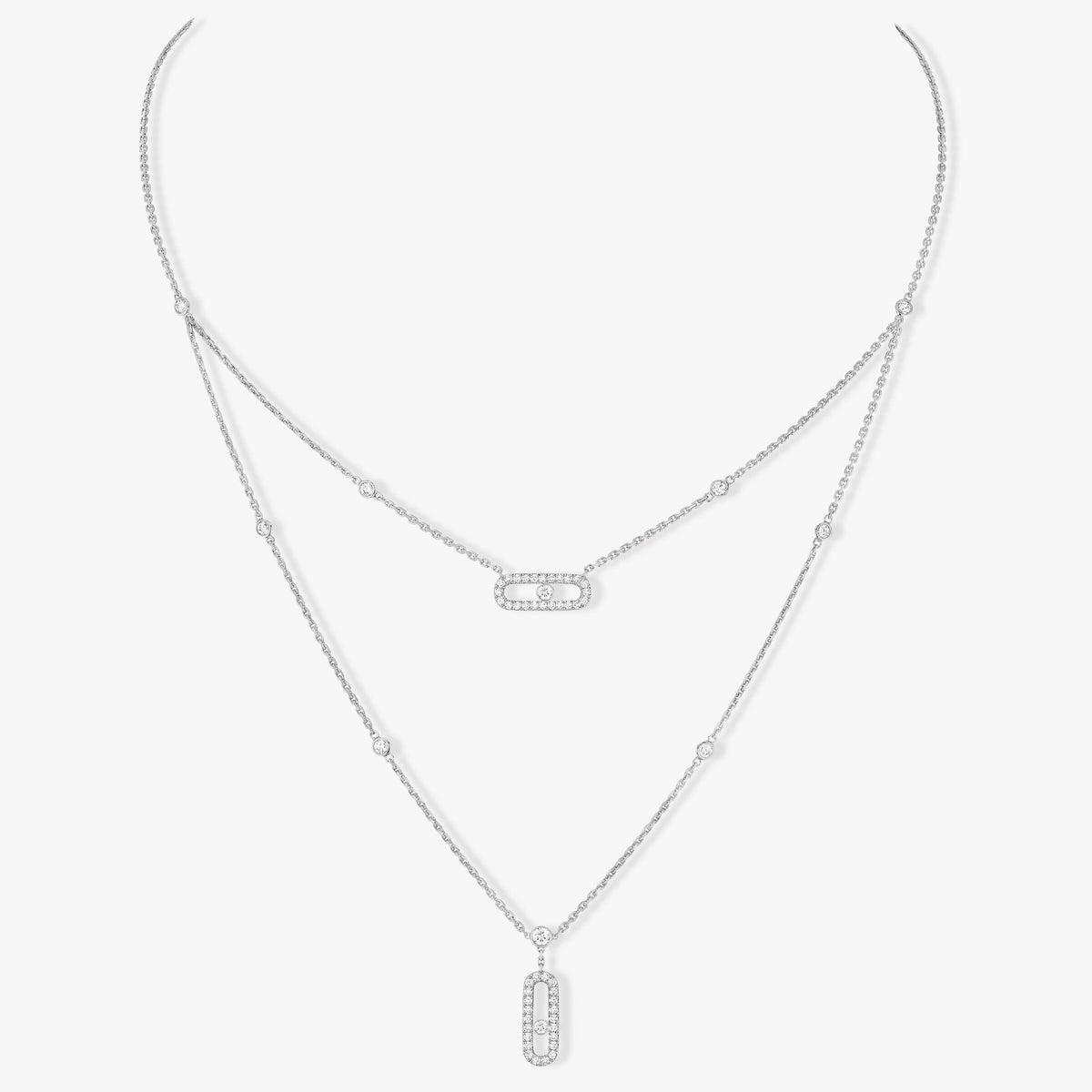 [Veyra Jewelry]MOVE 2 ROW DIAMOND NECKLACE