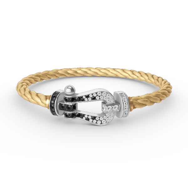 ¡®Veyra Jewelry¡¯FORCE LARGE HORSESHOE BLACK WHITE DIAMOND BRACELET SILVER