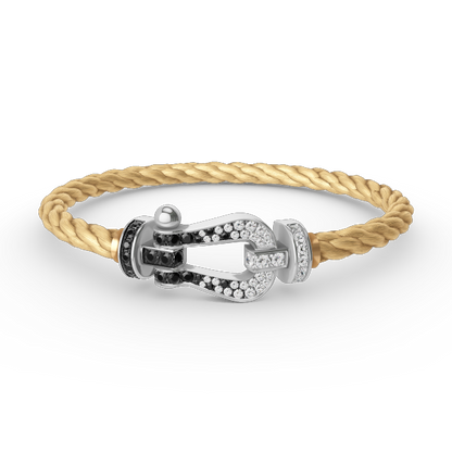 ¡®Veyra Jewelry¡¯FORCE LARGE HORSESHOE BLACK WHITE DIAMOND BRACELET SILVER