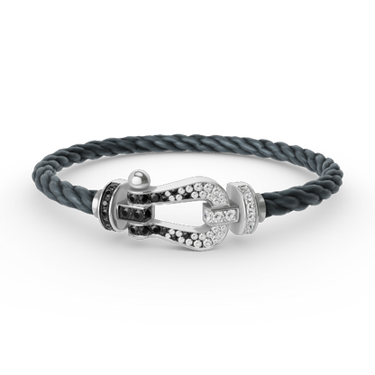 ¡®Veyra Jewelry¡¯FORCE LARGE HORSESHOE BLACK WHITE DIAMOND BRACELET SILVER
