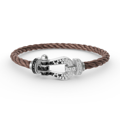¡®Veyra Jewelry¡¯FORCE LARGE HORSESHOE BLACK WHITE DIAMOND BRACELET SILVER