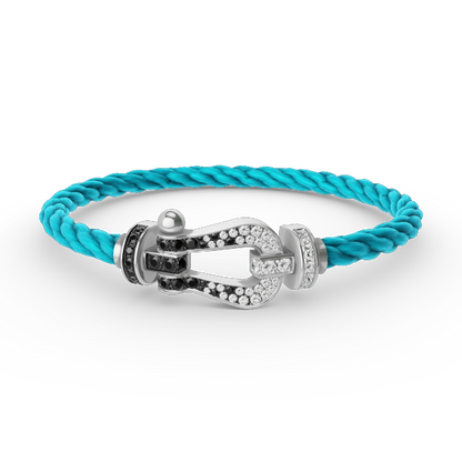 ¡®Veyra Jewelry¡¯FORCE LARGE HORSESHOE BLACK WHITE DIAMOND BRACELET SILVER