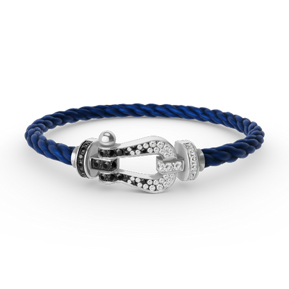 ¡®Veyra Jewelry¡¯FORCE LARGE HORSESHOE BLACK WHITE DIAMOND BRACELET SILVER