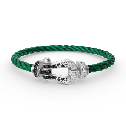 ¡®Veyra Jewelry¡¯FORCE LARGE HORSESHOE BLACK WHITE DIAMOND BRACELET SILVER