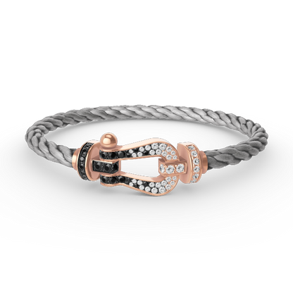 ¡®Veyra Jewelry¡¯FORCE LARGE HORSESHOE BLACK WHITE DIAMOND BRACELET ROSE GOLD