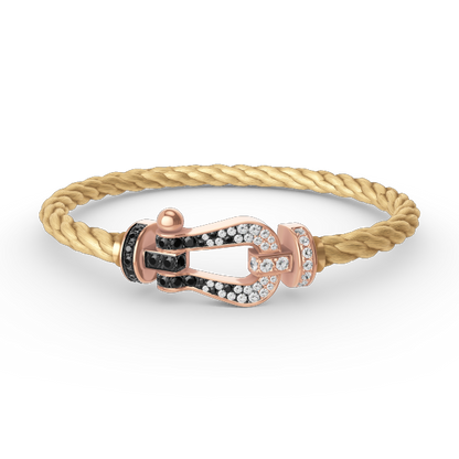 ¡®Veyra Jewelry¡¯FORCE LARGE HORSESHOE BLACK WHITE DIAMOND BRACELET ROSE GOLD