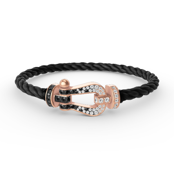 ¡®Veyra Jewelry¡¯FORCE LARGE HORSESHOE BLACK WHITE DIAMOND BRACELET ROSE GOLD