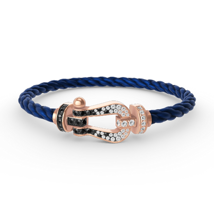 ¡®Veyra Jewelry¡¯FORCE LARGE HORSESHOE BLACK WHITE DIAMOND BRACELET ROSE GOLD
