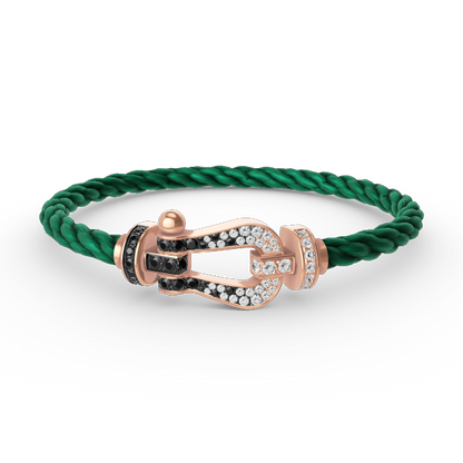 ¡®Veyra Jewelry¡¯FORCE LARGE HORSESHOE BLACK WHITE DIAMOND BRACELET ROSE GOLD