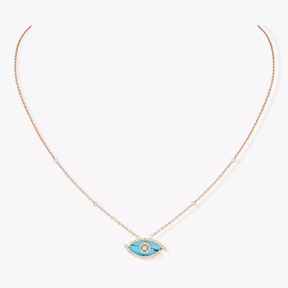 [Veyra Jewelry]Lucky Eye Diamond Necklace in  Gold and Turquoise