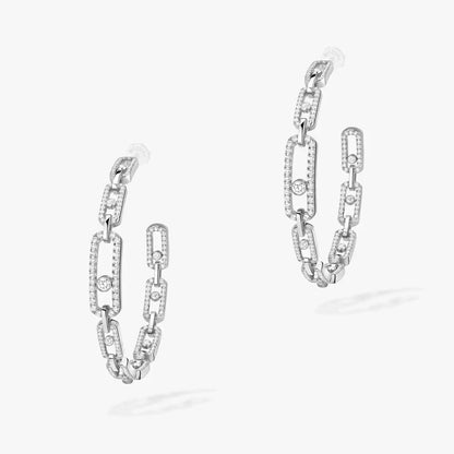 [Veyra Jewelry]Move Link Diamond Hoop Earrings