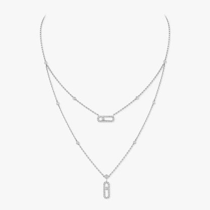 [Veyra Jewelry]2 Rows Rose Gold Diamond Pave_ Necklace Move Uno