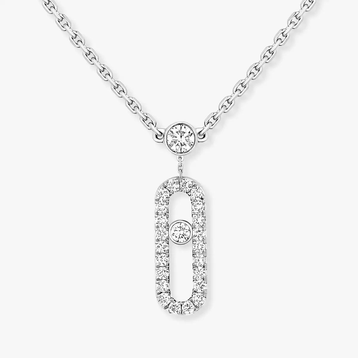 [Veyra Jewelry]2 Rows Rose Gold Diamond Pave_ Necklace Move Uno