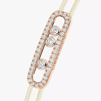 [Veyra Jewelry]Care(Medium-3.5mm) pink cord pavé bracelet
