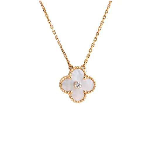 ¡®Veyra Jewelry¡¯CLOVER 15MM DIAMOND WHITE FRITILLARIA NECKLACE