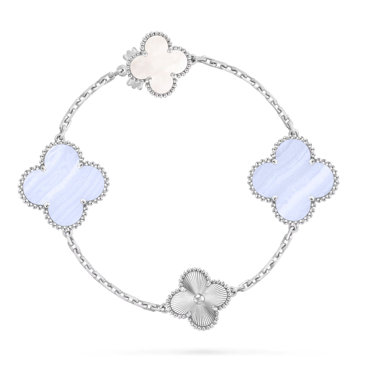 [Veyra Jewelry]DETACHABLE CLOVER 15(11+4) FLOWER SILVER NECKLACE SET
