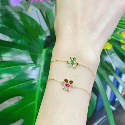 ¡®Veyra Jewelry¡¯FRIVOLE GOLD FLOWER PINK MALACHITE BRACELET